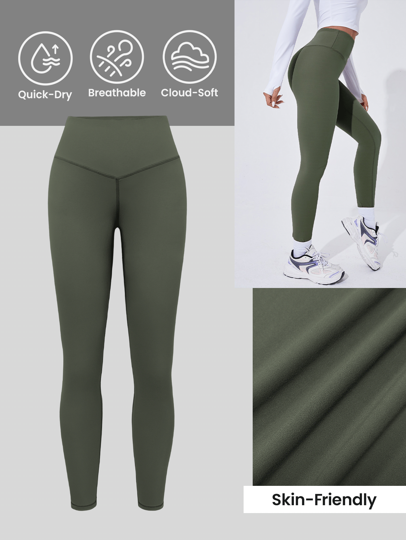 Sport Studio Women Solid Color High Waist Everyday Fitness Leggings