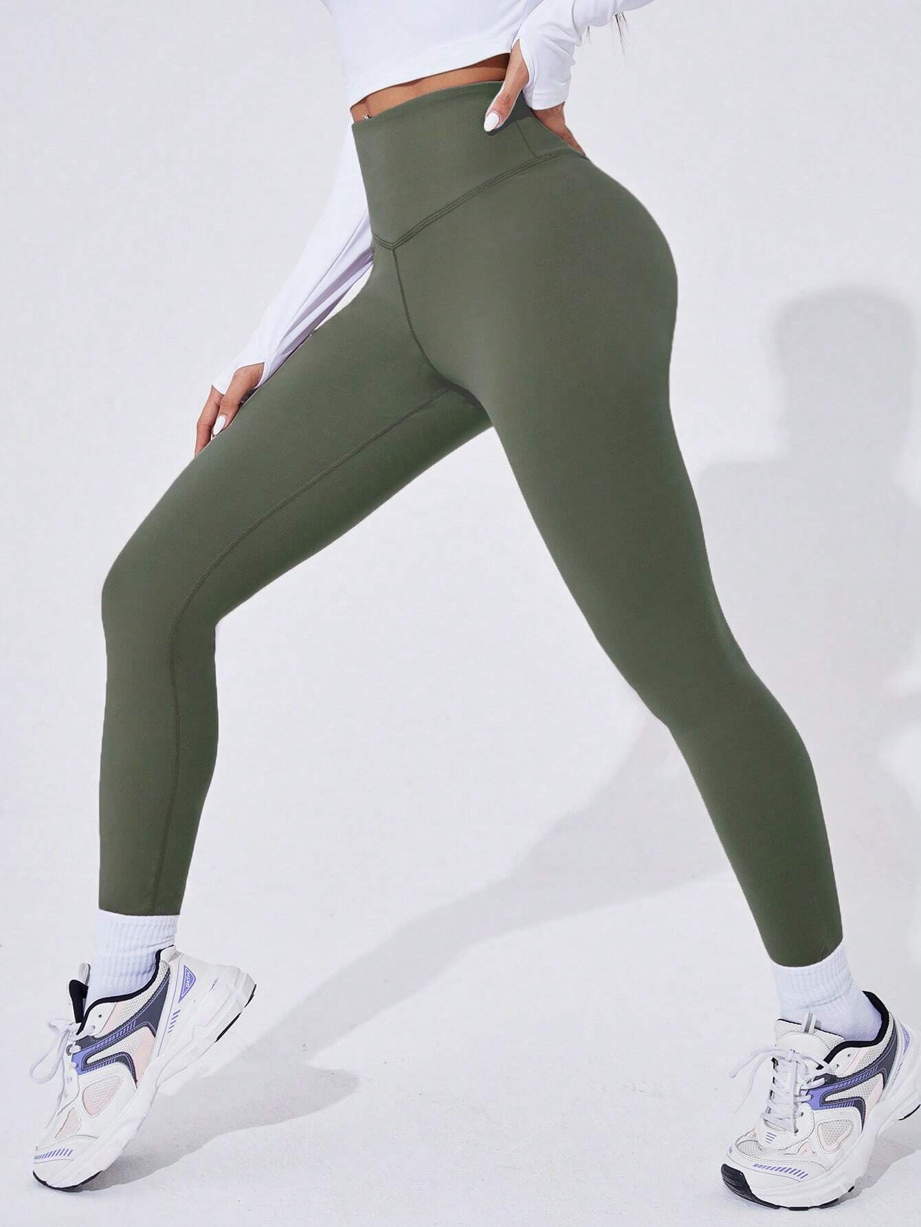 Sport Studio Women Solid Color High Waist Everyday Fitness Leggings