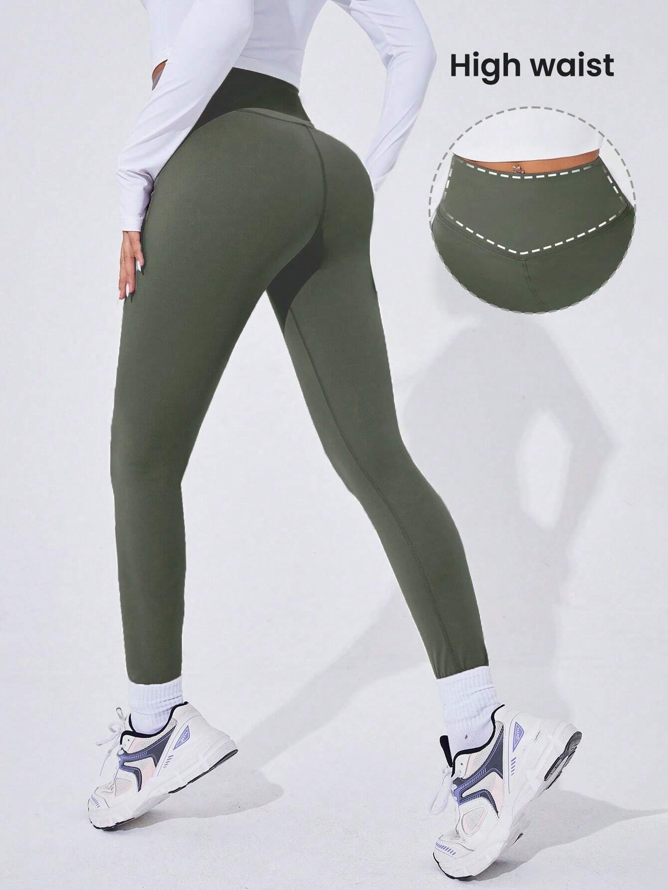 Sport Studio Women Solid Color High Waist Everyday Fitness Leggings