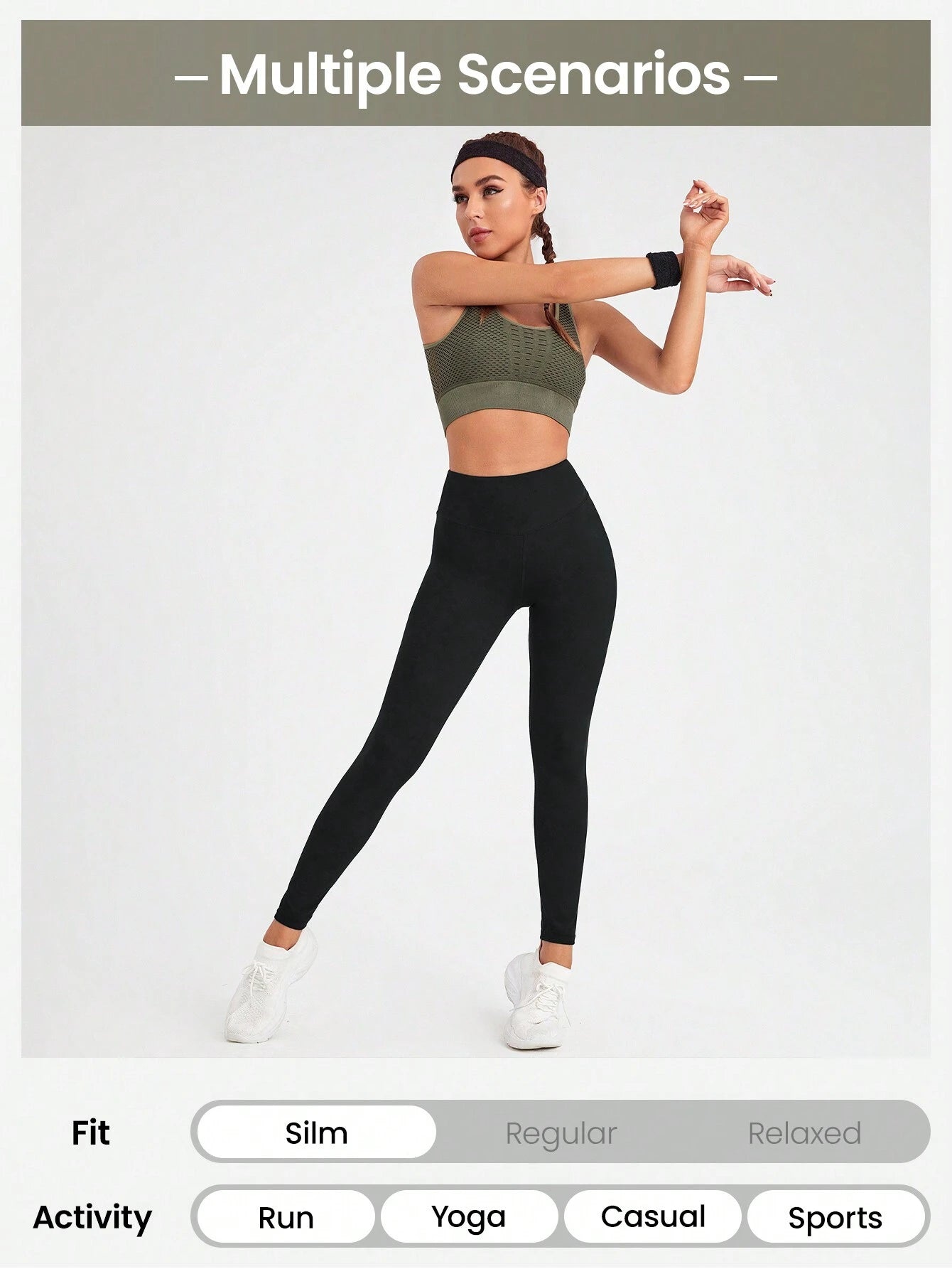 Sport Studio Women Solid Color High Waist Everyday Fitness Leggings