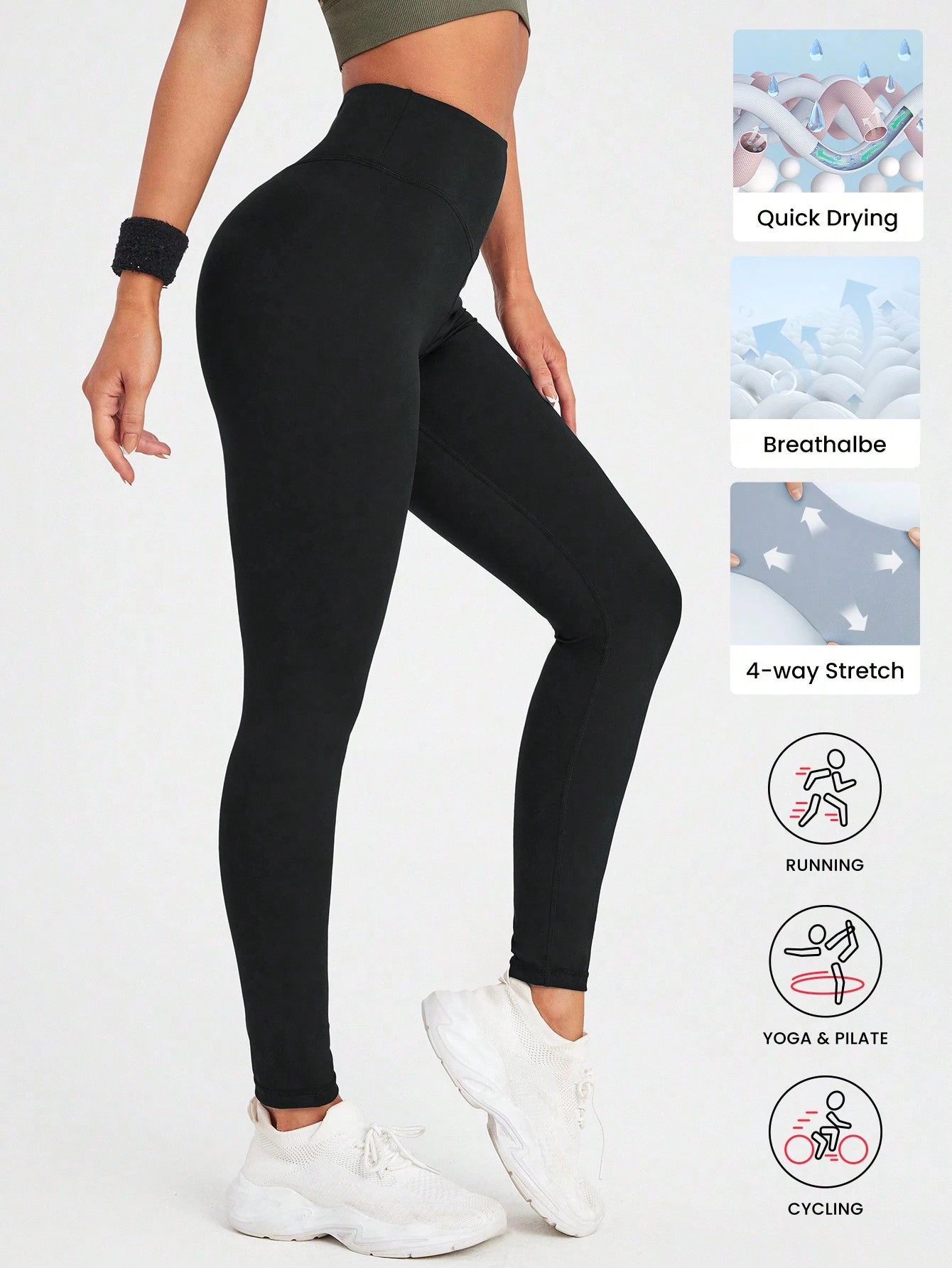 Sport Studio Women Solid Color High Waist Everyday Fitness Leggings