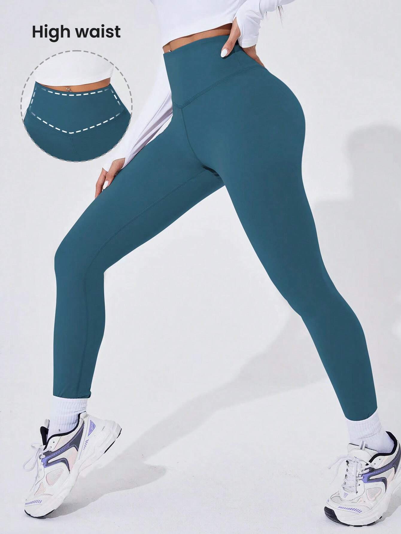 Sport Studio Women Solid Color High Waist Everyday Fitness Leggings