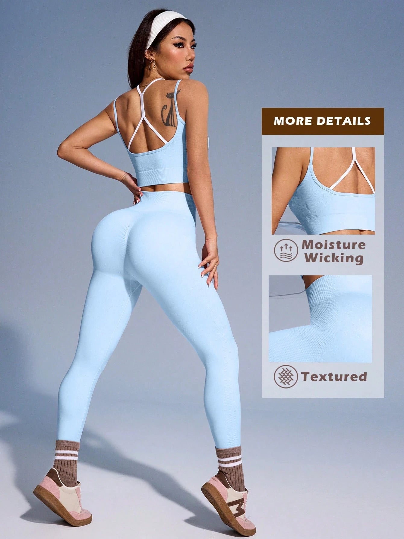 Dewbera Workout Yoga Bra & Pants Set, Minimalist & Fashionable For Summer