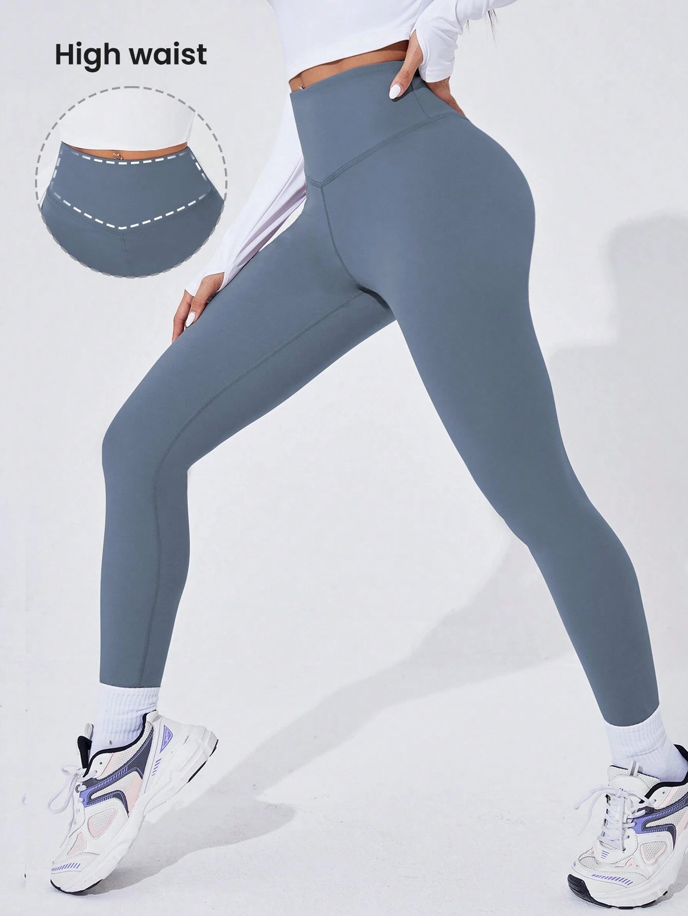 Sport Studio Women Solid Color High Waist Everyday Fitness Leggings