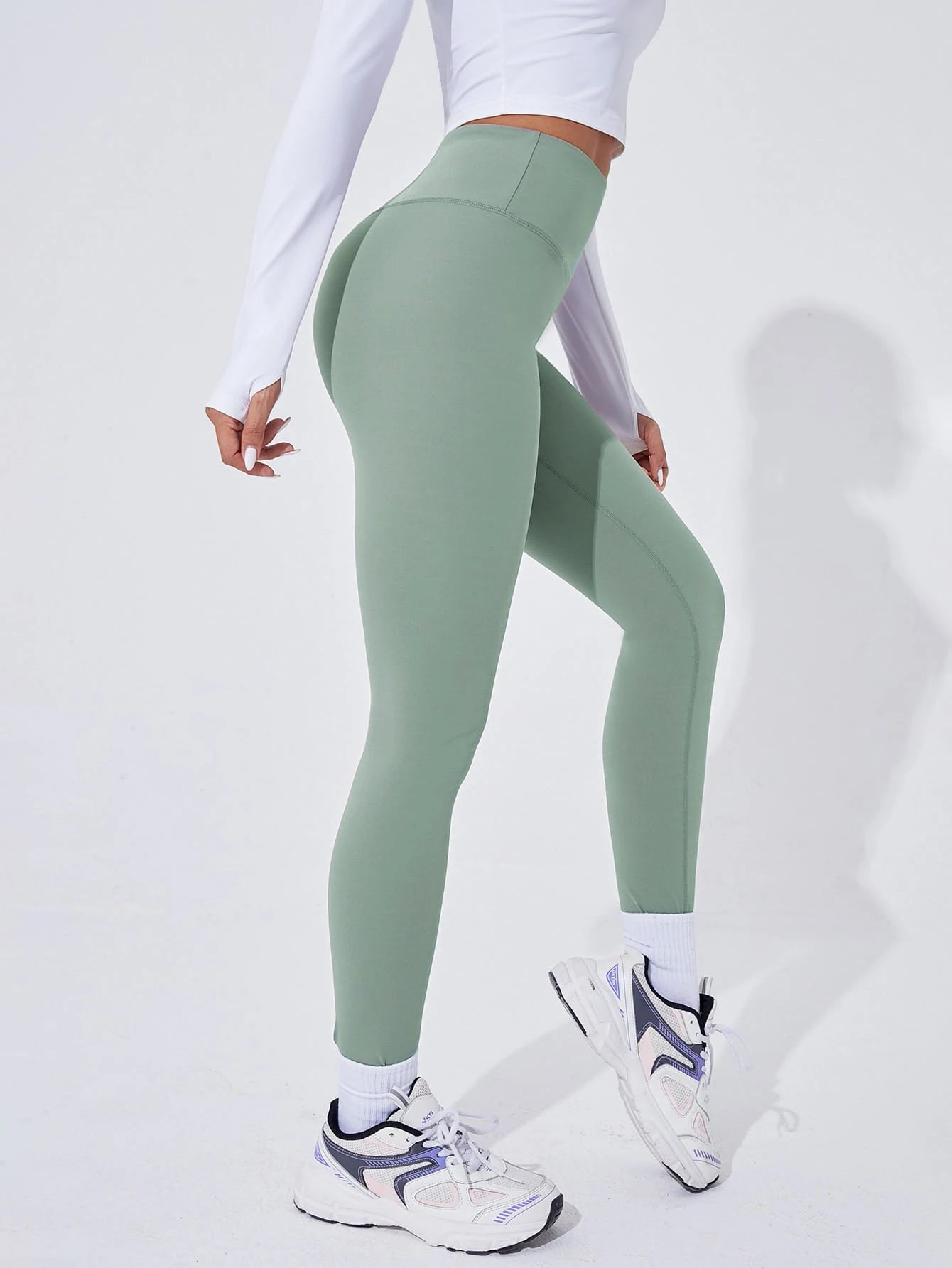 Sport Studio Women Solid Color High Waist Everyday Fitness Leggings