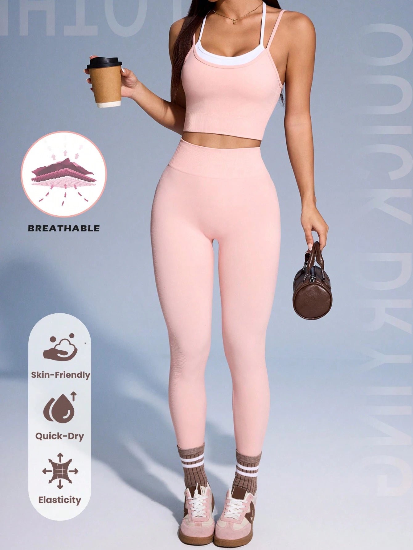 Dewbera Workout Yoga Bra & Pants Set, Minimalist & Fashionable For Summer