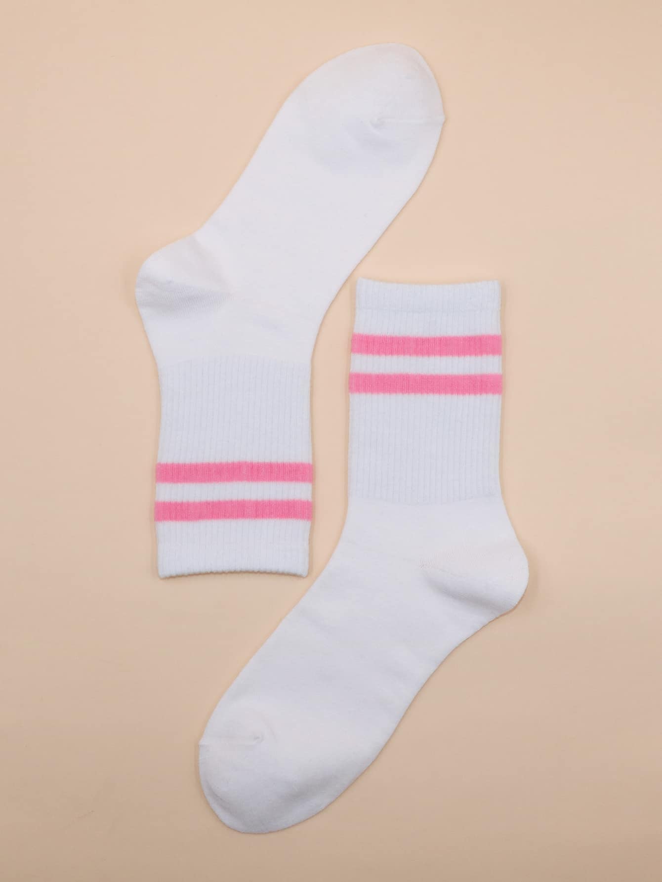 Striped Print Crew Socks