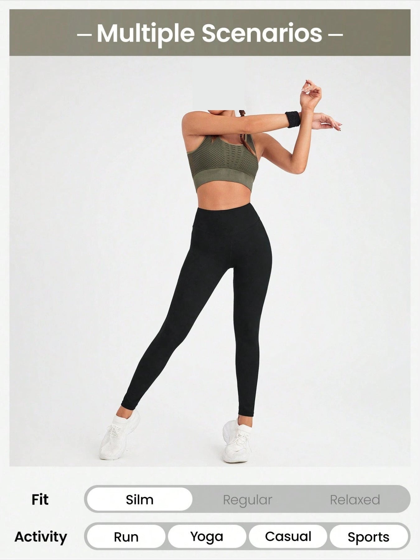 Sport Studio Women Solid Color High Waist Everyday Fitness Leggings