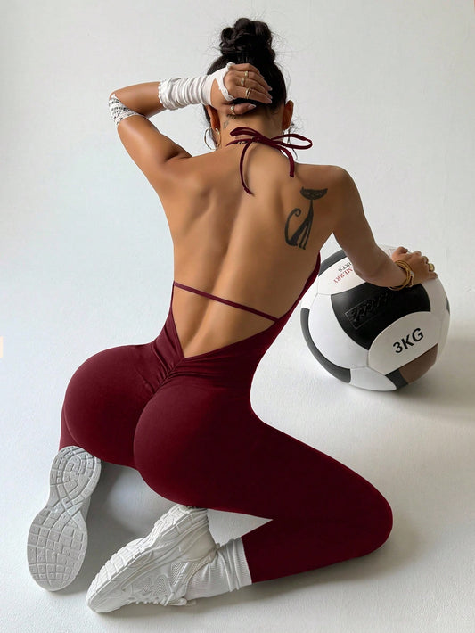 Slayoga/Workout Seamless High Elasticity Camisole Sports Romper With Lifting Butt Design