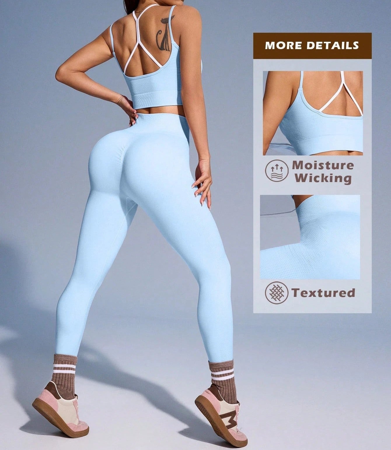 Dewbera Workout Yoga Bra & Pants Set, Minimalist & Fashionable For Summer