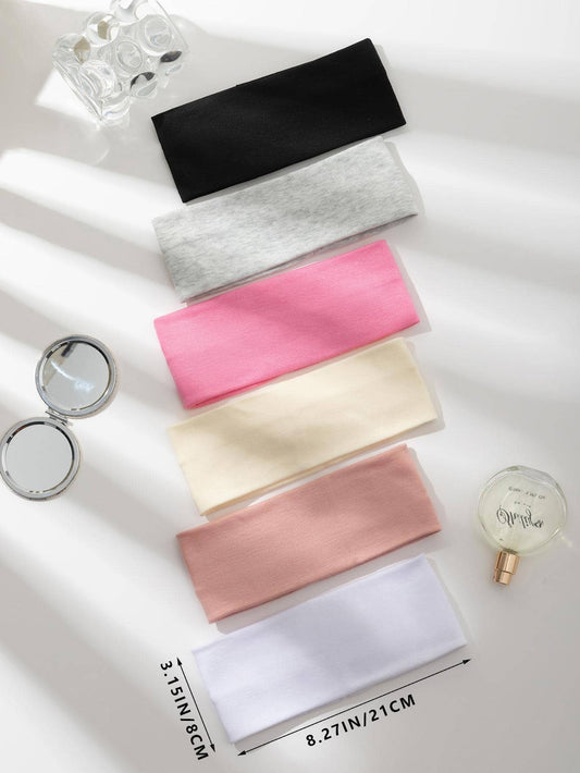6pcs/Set Women's Multicolor Fabric Hairbands, Fashionable And Versatile, Suitable For Daily Wear Casual,Gym Headband Turban Headband Sweatband