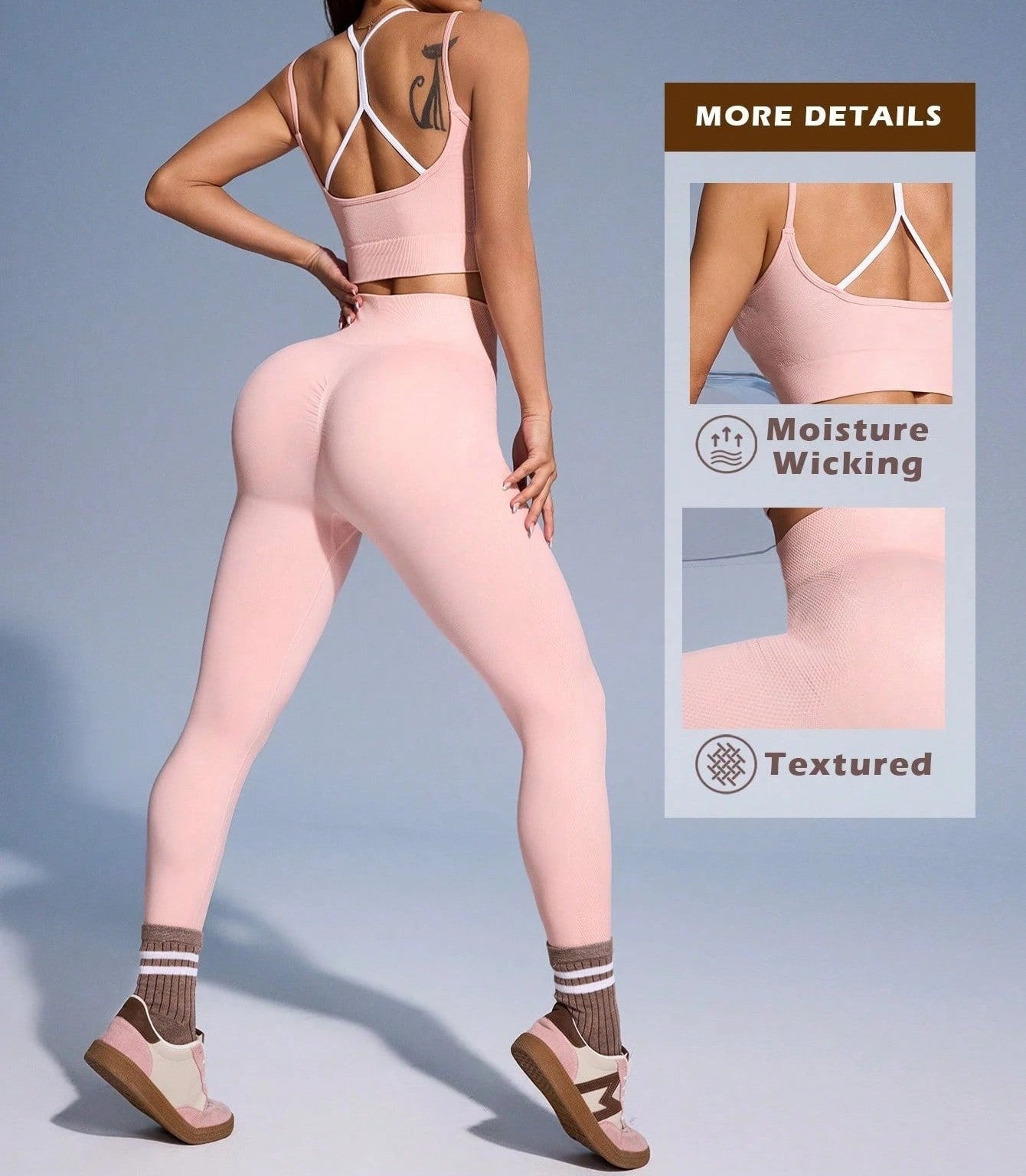 Dewbera Workout Yoga Bra & Pants Set, Minimalist & Fashionable For Summer