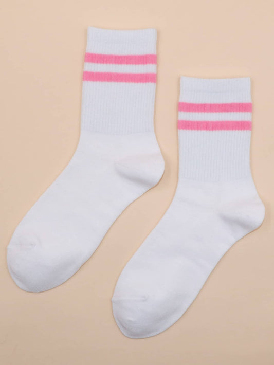 Striped Print Crew Socks